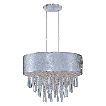 Maxim Nine Light Satin Nickel Drum Shade Pendant 22295WTSN